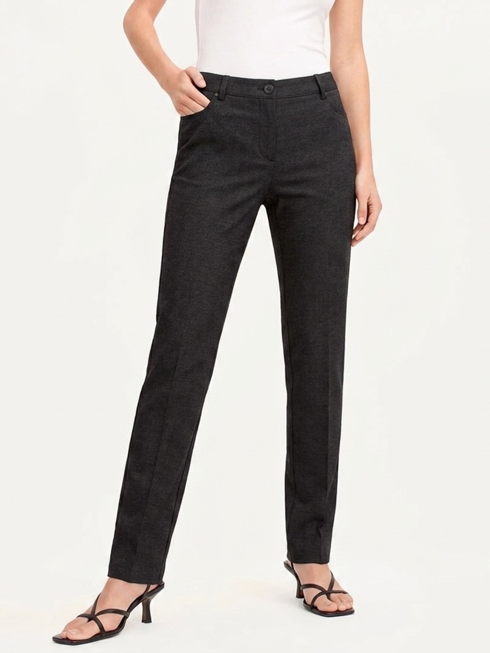 NEW DKNY Women's black Straight-Leg Trousers pants LARGE work office